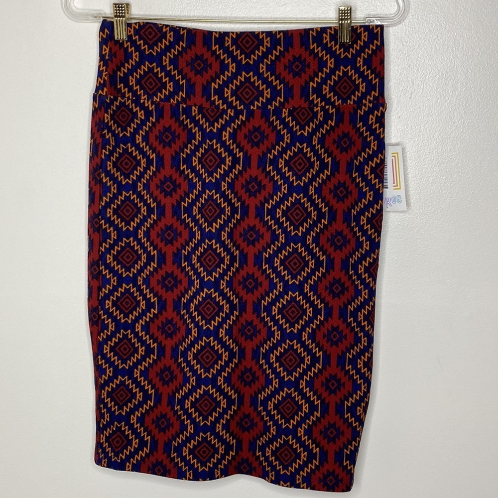 LuLaRoe Cassie Aztec Geometric Print Multicolor Pencil Skirt Size Medium